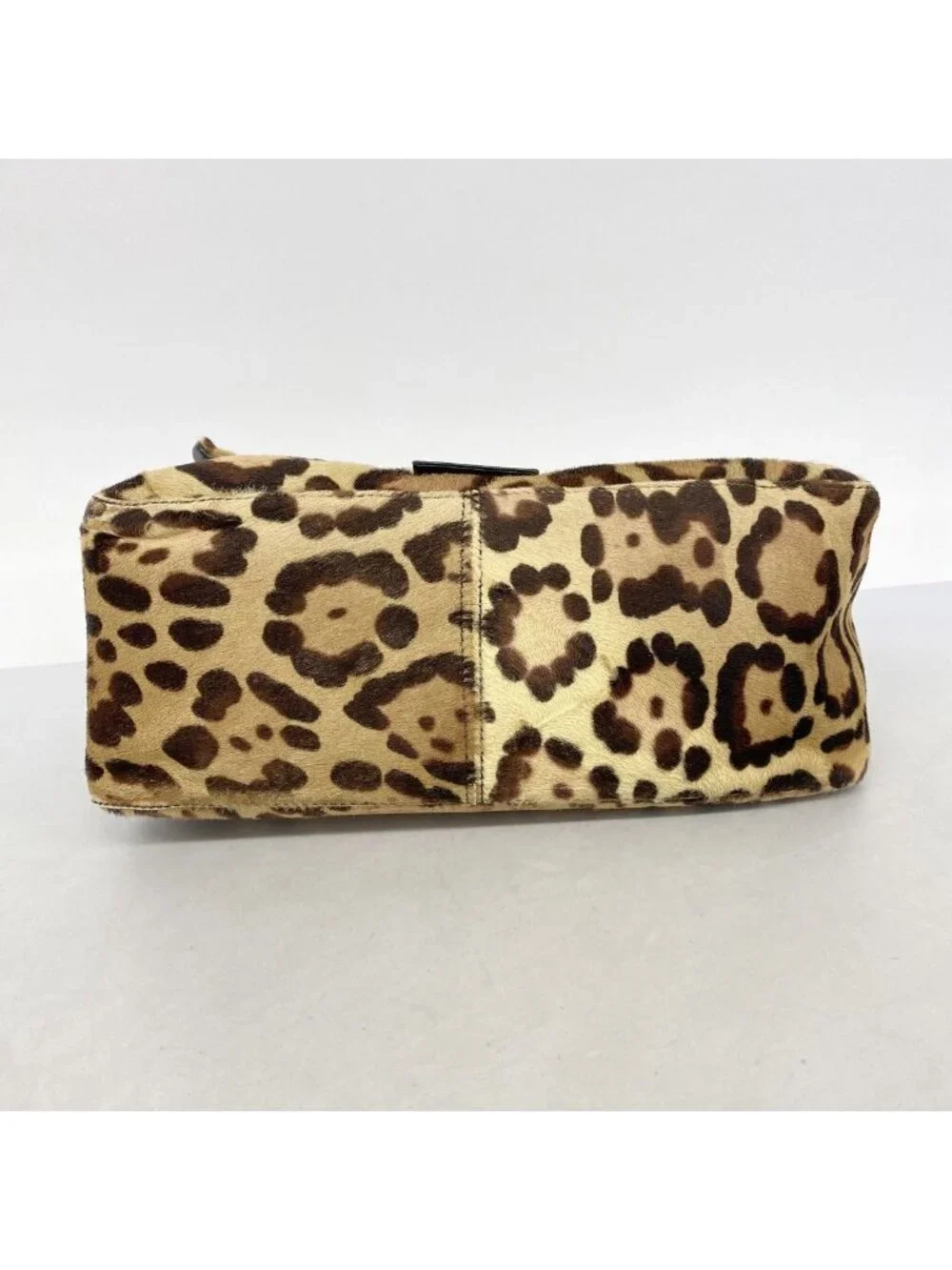 Fendi Handbag Leopard Calf Hair Brown Silver